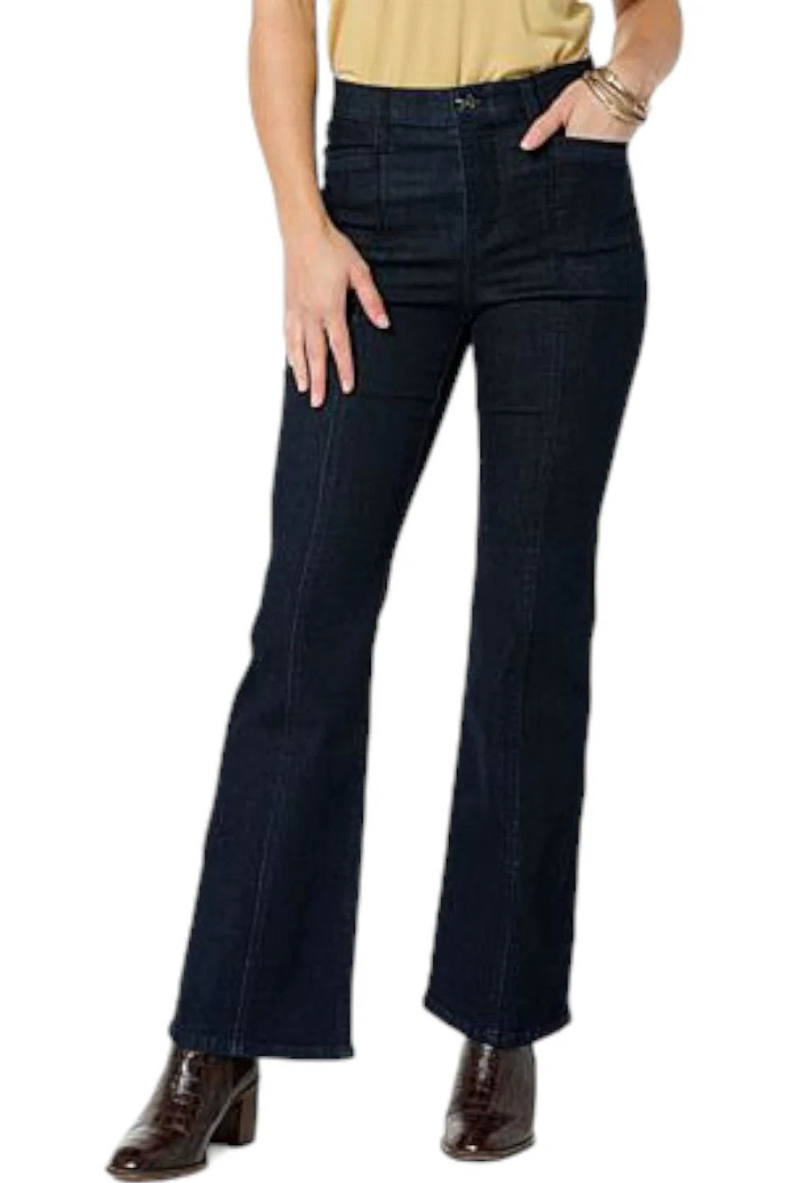 WynneDenim Women's Stretch Seamed Soft Flare Leg Jean Indigo - Plus
